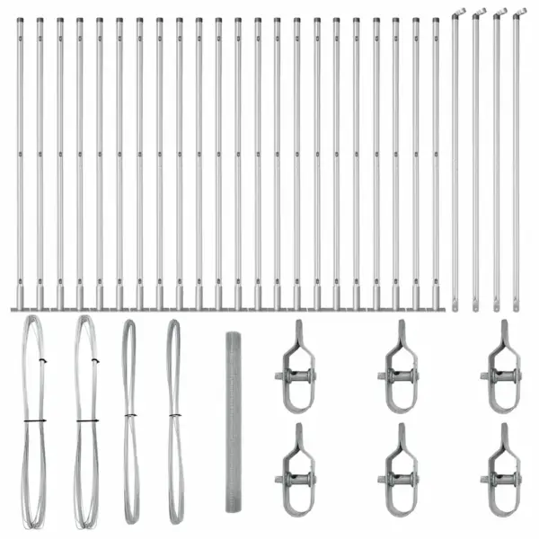 Terasest aiavõrgu komplekt postidega, hõbedane, 50 x 1,6 m, 16 x 16 mm võrk – 2