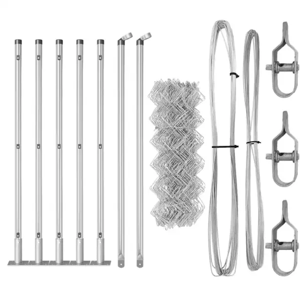 Terasest võrkaiakomplekt aiale ja terrassile, hõbedane, 10 x 0,6 m, 40 x 40 mm võrk, 5 posti – 6