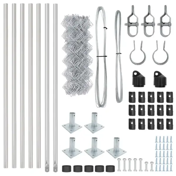 Terasest võrkaiakomplekt aiale ja terrassile, hõbedane, 10 x 0,6 m, 40 x 40 mm võrk, 5 posti – 7