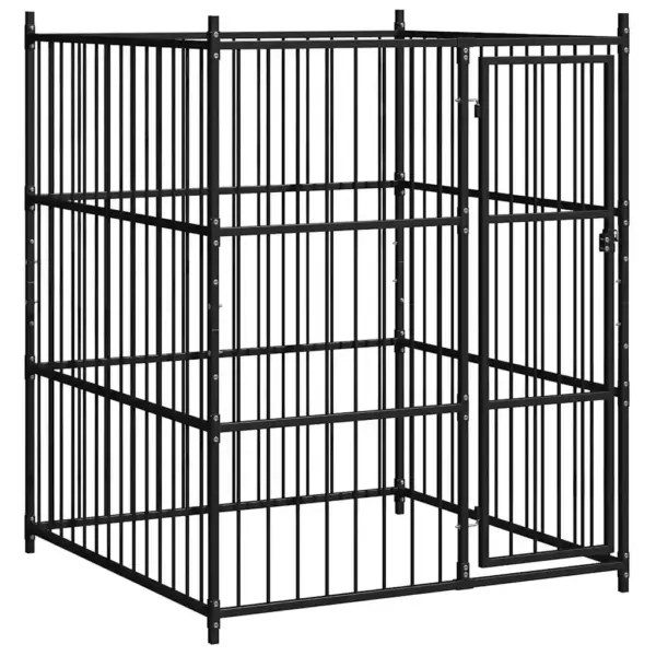 Terasest koeraaed lukustatava uksega, must, 150 x 150 x 185 cm – 2