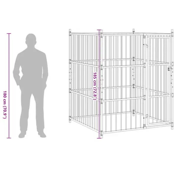 Terasest koeraaed lukustatava uksega, must, 150 x 150 x 185 cm – 8
