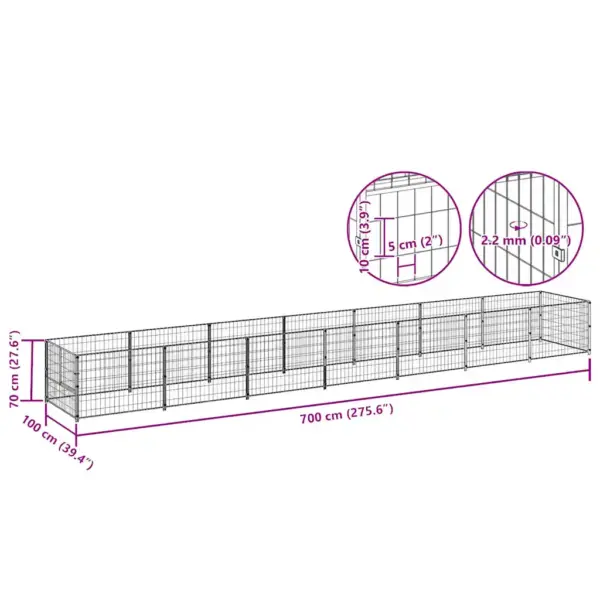 Terasest koeraaedik, must, 7 m², 700 x 100 x 70 cm – 9