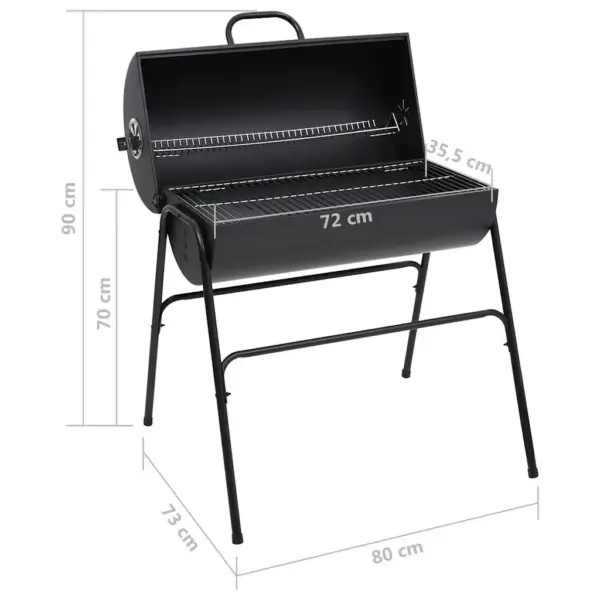 Terasest tünnigrill 2 küpsetusrestiga, must, 80 x 95 x 90 cm – 8