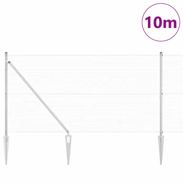 Terasest võrkaia ja aiapostide komplekt, hõbedane, 10 x 0,8 m, 25 x 25 mm silmaga – 3