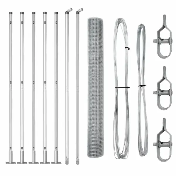 Terasest võrkaia komplekt, hõbedane, 10 x 1,2 m, 19 x 19 mm võrk, 5 posti – 2