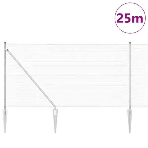 Terasest võrkaia komplekt tugipostidega, hõbedane, 25 x 1,4 m, 12 x 12 mm silmaga – 3