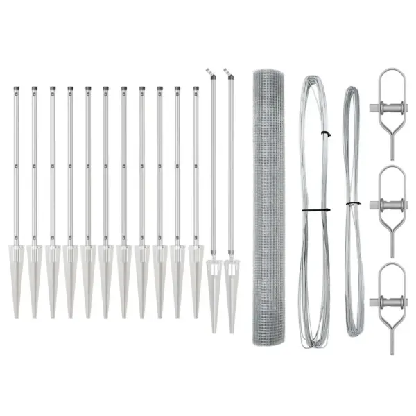 Terasest võrkaia komplekt tugipostidega, hõbedane, 25 x 1,4 m, 12 x 12 mm silmaga – 5