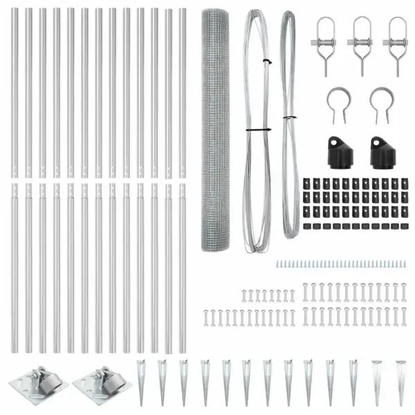 Terasest võrkaia komplekt tugipostidega, hõbedane, 25 x 1,4 m, 12 x 12 mm silmaga – 6