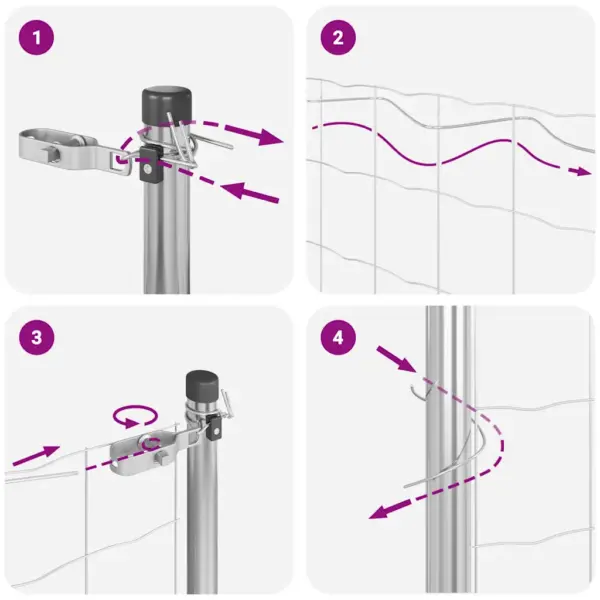 Terasest võrkaia komplekt postidega, hõbedane, 50 x 0,4 m, 12 x 12 mm silma – 12