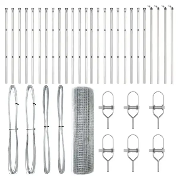 Terasest võrkaia komplekt postidega, hõbedane, 50 x 0,4 m, 12 x 12 mm silma – 5