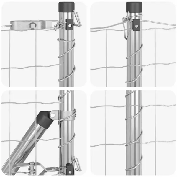 Terasvõrkaiakomplekt postide ja pingutusjuhtmetega, hõbedane, 0,6 x 25 m – 9