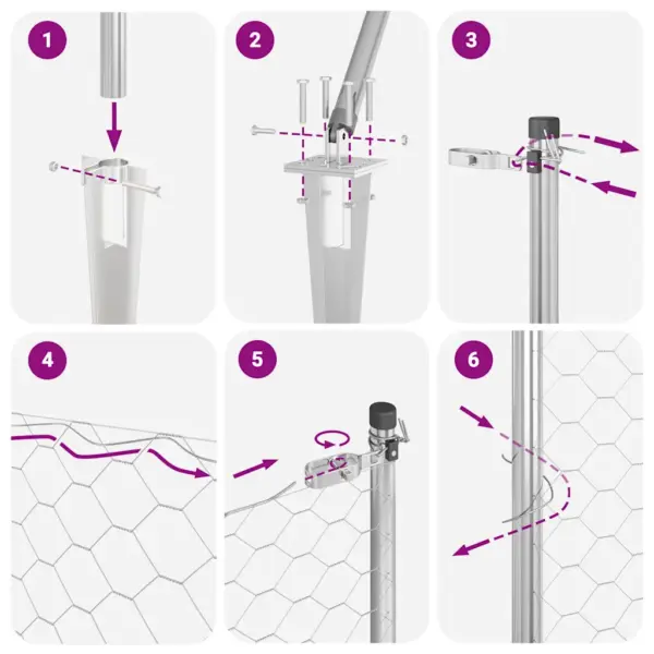 Terasvõrkaia komplekt postidega, hõbedane, 50 x 0,5 m, 25 mm võrk – 13