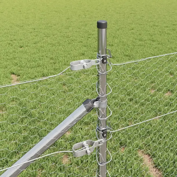 Terasvõrkaia komplekt postidega, hõbedane, 50 x 0,5 m, 25 mm võrk – 4