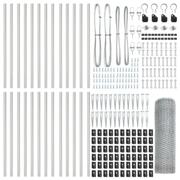 Terasvõrkaia komplekt postidega, hõbedane, 50 x 0,5 m, 25 mm võrk – 5