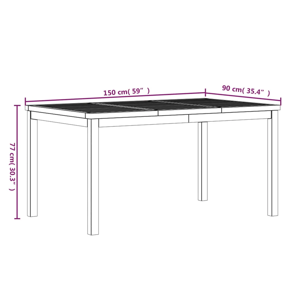 3-osaline tiigipuidust aiamööbli komplekt, 150 cm laud ja 2 seljatoega pinki