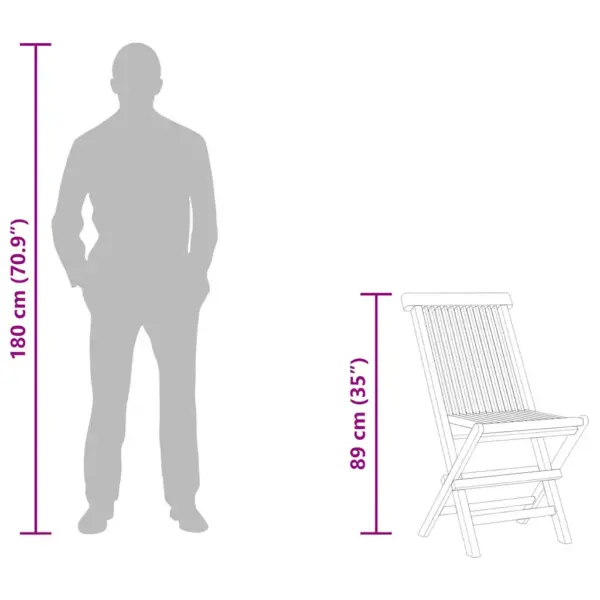 5-osaline tiigipuidust aiamööbli komplekt, pruun, kokkupandav laud 85 x 85 x 76 cm ja 4 tooli – 13