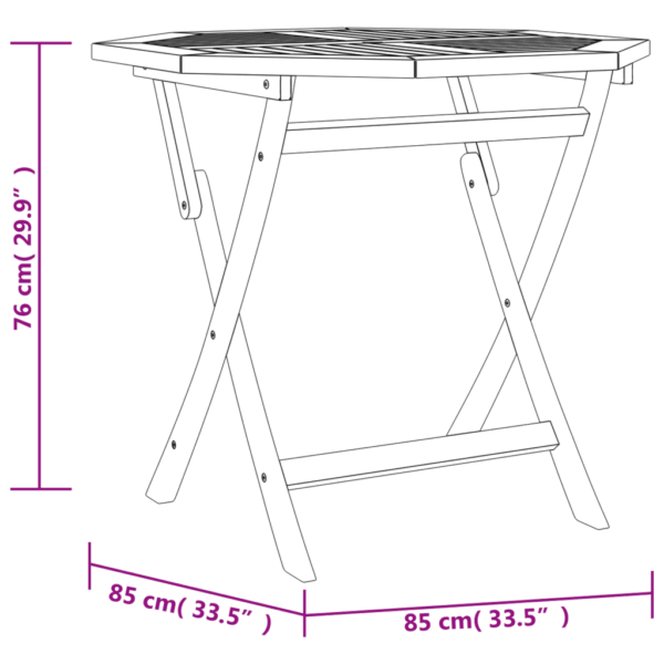 5-osaline tiigipuust aiamööbli komplekt kokkupandavate toolidega, laud 85 x 85 cm – 9