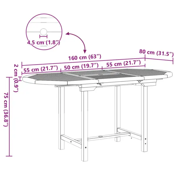 7-osaline tiigipuust aiamööbli söögikomplekt, pruun, laud 160 x 80 cm – 6