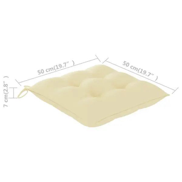 Tiigipuust aiatoolid istmepatjadega, 2 tk, kreemjasvalged, 50 x 53 x 90 cm – 12
