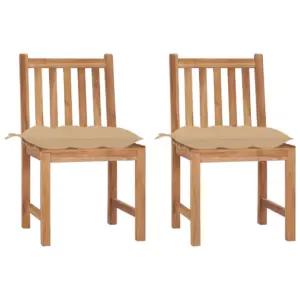 Tiigipuust aiatoolid beežide istmepatjadega, 2 tk, 50 x 53 x 90 cm