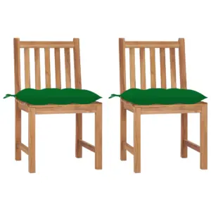 Tiigipuust aiatoolid istmepatjadega, 2 tk, roheline, 50 x 53 x 90 cm