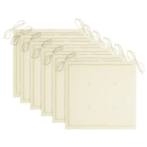 Tiigipuust aiatoolid istmepatjadega, 6 tk, kreemjad padjad, 50 x 53 x 90 cm – 8