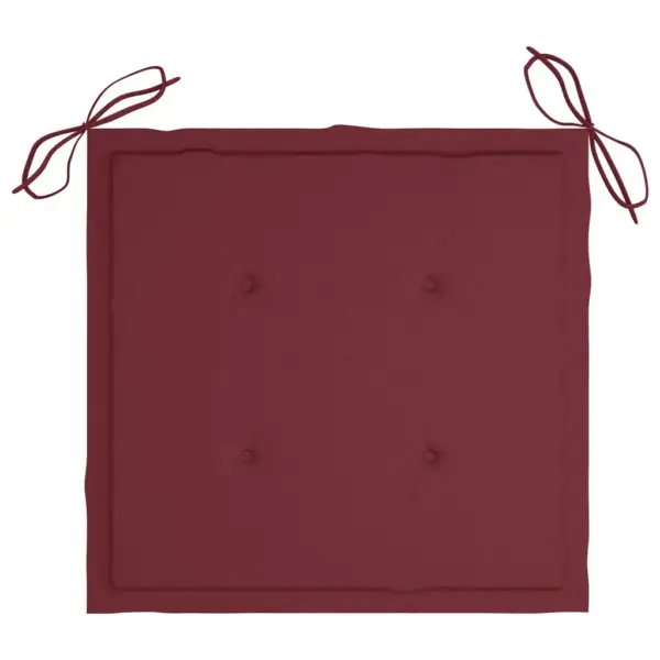 Virnastatavad tiigipuust aiatoolid veinipunaste patjadega, 8 tk, roostevaba terasraam, 60 x 56 x 85 cm – 9