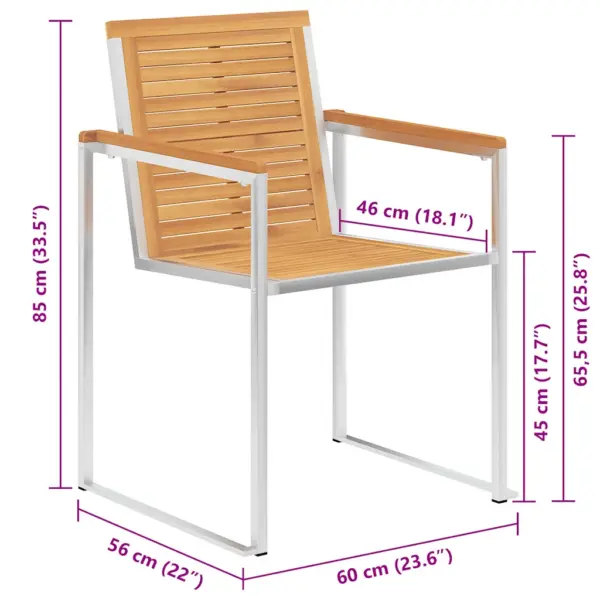 Virnastatavad tiigipuust aiatoolid punaste patjadega, 8 tk, roostevaba terasraam, 60 x 56 x 85 cm – 12