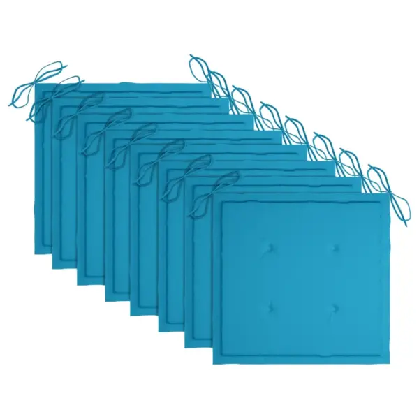 Tiigipuust aiatoolid siniste patjadega, 8 tk, 58 x 60 x 90 cm – 5