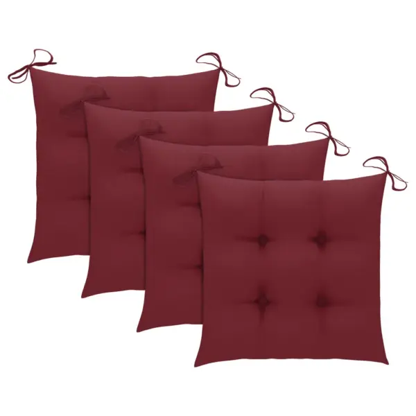 Tiigipuust aiatoolid veinipunaste istmepatjadega, 4 tk, 58 x 60 x 90 cm – 6
