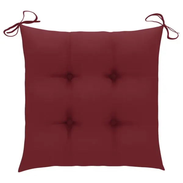 Tiigipuust aiatoolid veinipunaste istmepatjadega, 4 tk, 58 x 60 x 90 cm – 8