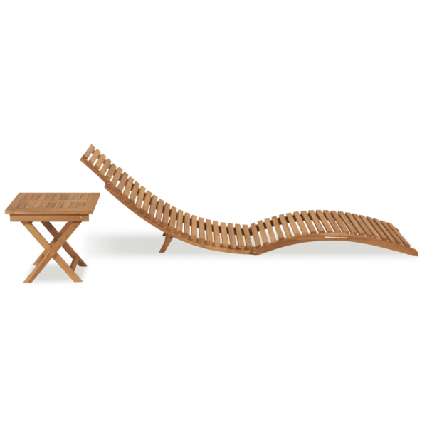 Kokkupandav tiigipuust lamamistooli ja laua komplekt, pruun – 3