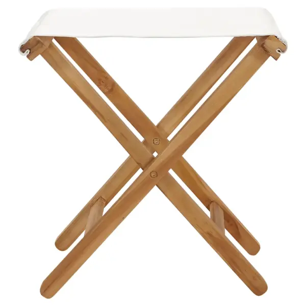 Kokkupandavad tiigipuust aiatoolid kangast istmega, 2 tk, kreemjasvalge, 38 x 38 x 46 cm – 3