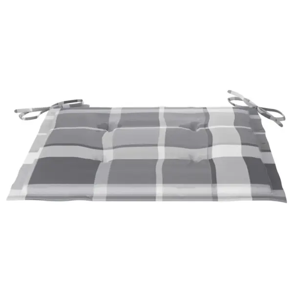 Kokkupandavad tiigipuust aiatoolid käetugede ja halliruuduliste istmepatjadega, 3 tk, 55 x 60 x 89 cm – 9