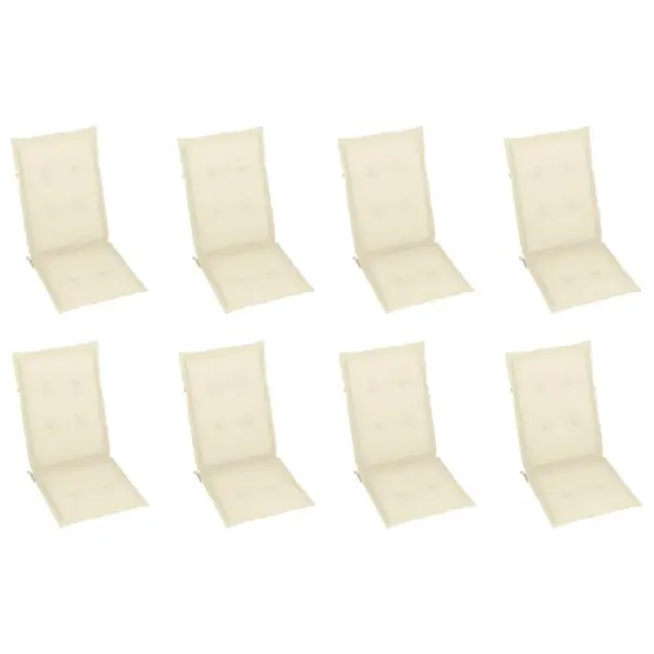 Kokkupandavad reguleeritava seljatoega tiigipuust aiatoolid patjadega, 8 tk, kreemjad padjad – 6