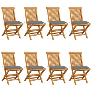 Aiatoolid hallide istmepatjadega, kokkupandavad tiigipuust, 8 tk, 47 x 60 x 89 cm