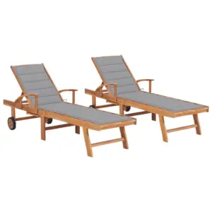 Tiigipuust lamamistoolid rataste ja halli padjaga, 2 tk