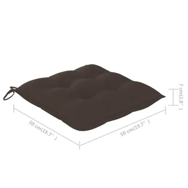 Tiigipuust virnastatavad aiatoolid istmepatjadega, 2 tk, pruunikashallid padjad – 13