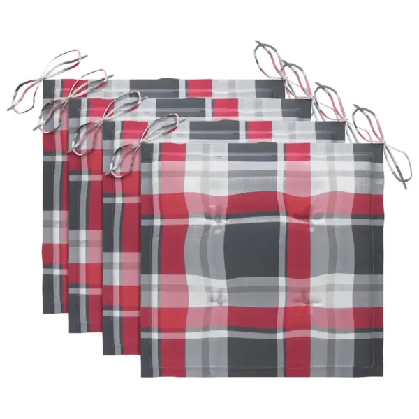 Virnastatavad tiigipuust aiatoolid istmepatjadega, 4 tk, punase ruudumustriga, 60 x 57,5 x 90 cm – 7