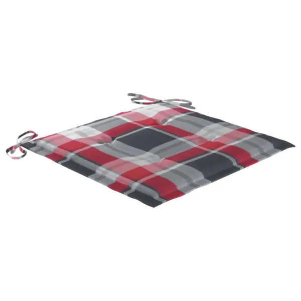 Virnastatavad tiigipuust aiatoolid istmepatjadega, 4 tk, punase ruudumustriga, 60 x 57,5 x 90 cm – 8