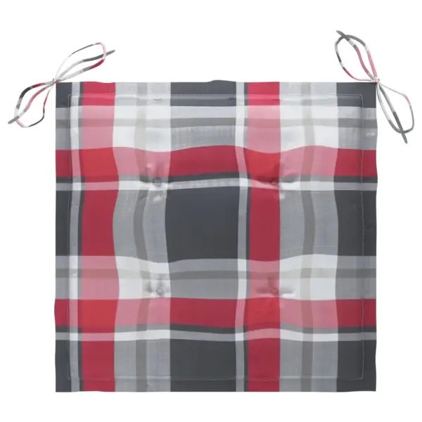 Virnastatavad tiigipuust aiatoolid istmepatjadega, 4 tk, punase ruudumustriga, 60 x 57,5 x 90 cm – 9