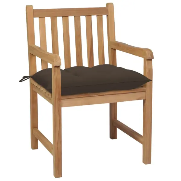 Tiikpuidust aiatoolid pruunikashallide istmepatjadega, 6 tk, 58 x 60 x 90 cm – 3