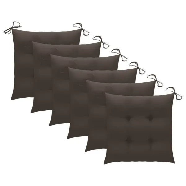Tiikpuidust aiatoolid pruunikashallide istmepatjadega, 6 tk, 58 x 60 x 90 cm – 7