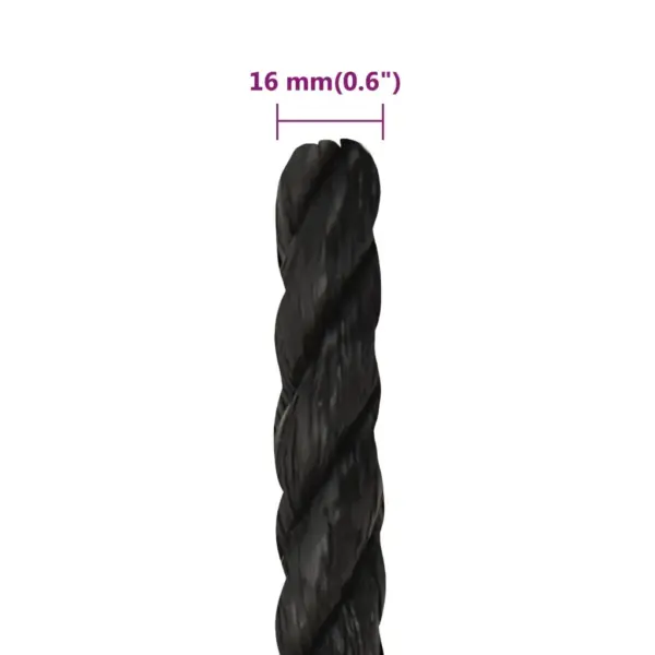 Polüpropüleenist töököis, must, 16 mm, 100 m – 6
