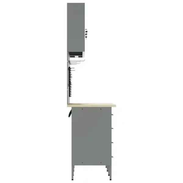 Töökojakappide komplekt 9 sahtliga, lukustatav, must, töödeldud puidust ja terasest, 150 x 55 x 200 cm - 9