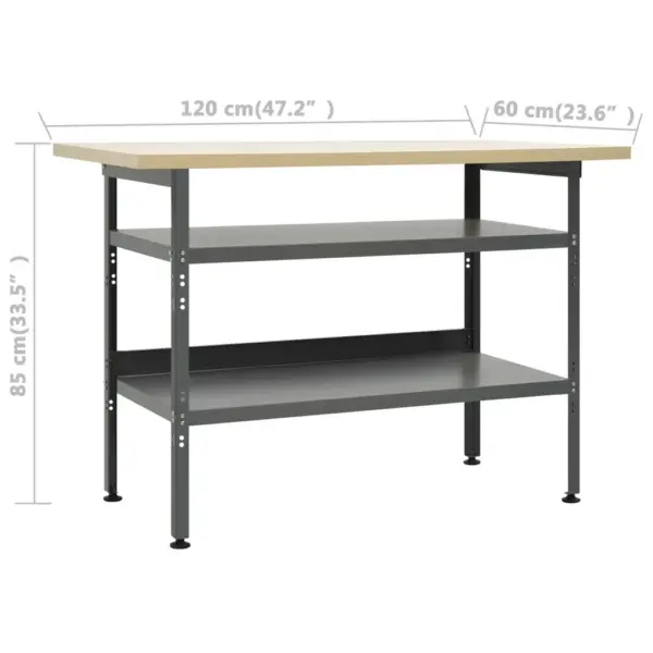 Tööpink 3 seinapaneeli ja seinakapiga, hall metall, 120 x 60 x 85 cm, 300 kg – 6