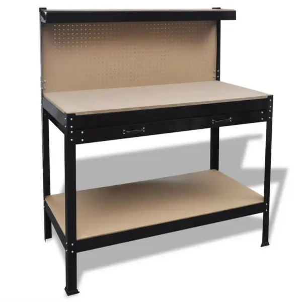 Tööpink sahtli ja tööriistahoidjatega, terasraam ja MDF, pruun, 115 x 55 x 140 cm, kandevõime 150 kg – 4