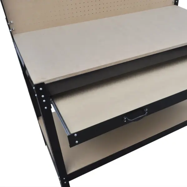 Tööpink sahtli ja tööriistahoidjatega, terasraam ja MDF, pruun, 115 x 55 x 140 cm, kandevõime 150 kg – 5