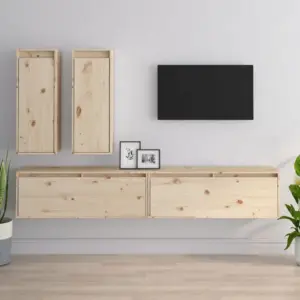Töötlemata männipuidust seinakappide komplekt, 4 tk, 2x 100 x 30 x 35 cm ja 2x 30 x 30 x 80 cm