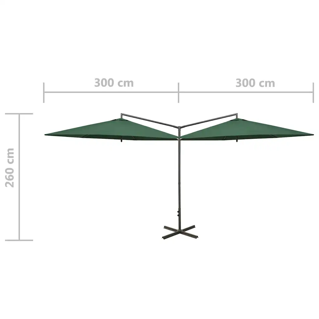 Topelt aiapäikesevari teraspostiga, roheline, 600 cm